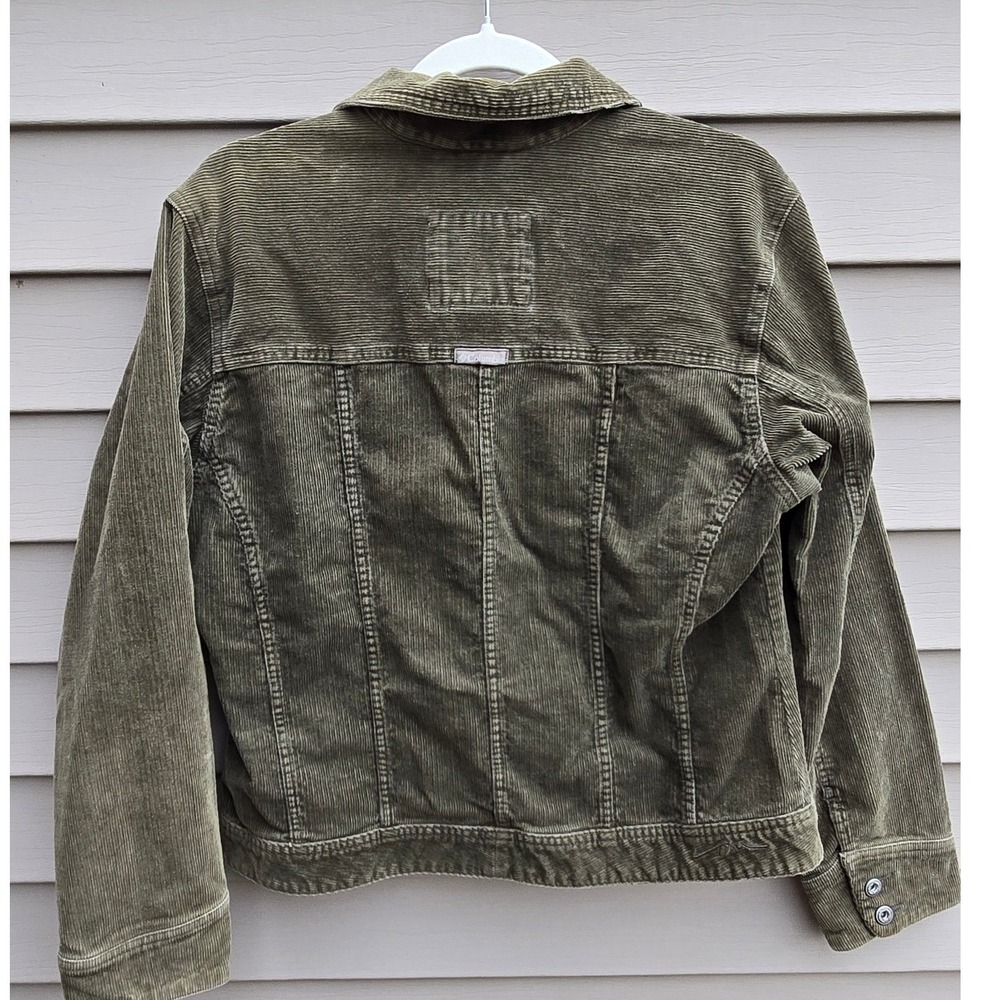 Columbia Blues Olive Green Corduroy Trucker Jacket Large Womens - Picture 4 of 9